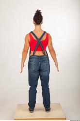 Whole body blue jeans red singlet of Rebecca